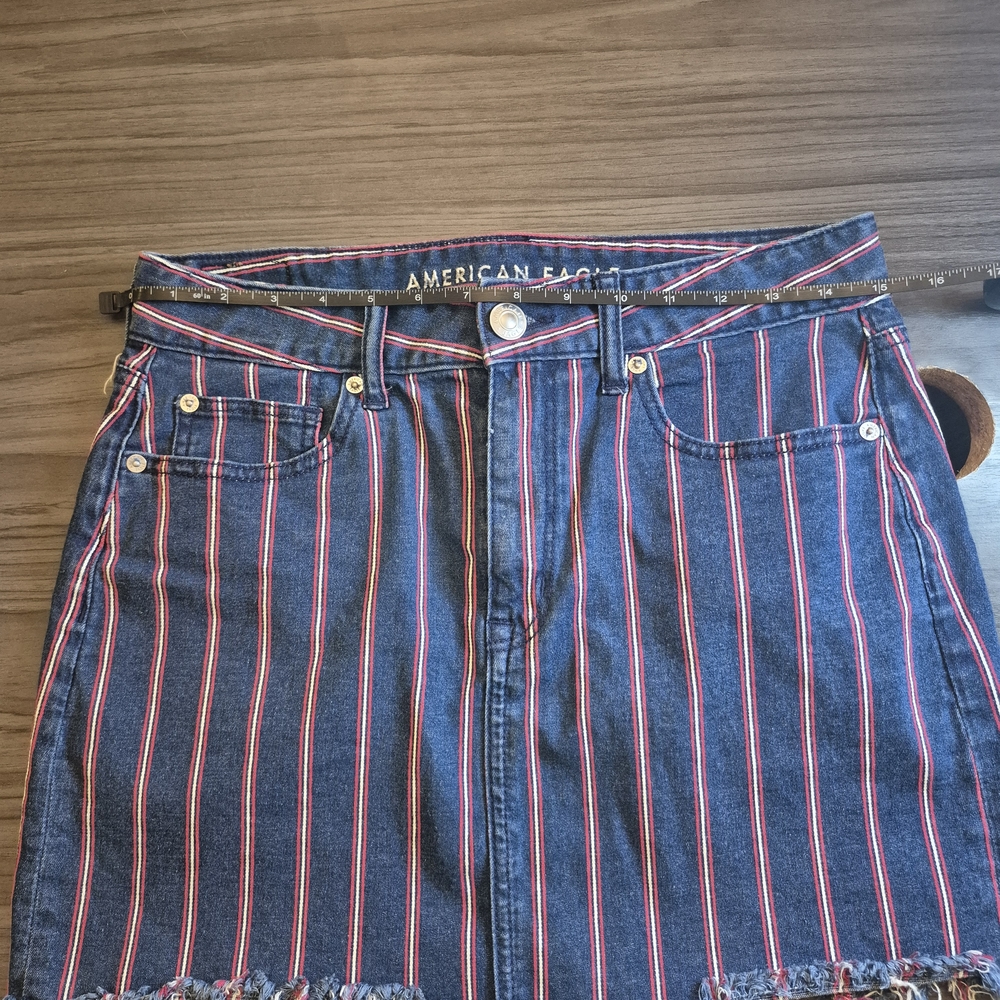 American Eagle Outfitters Blue Stripe Denim Mini Skirt - Picture 13 of 14